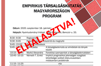 Elhalasztva: Empirikus társalgáskutatások Magyarországon szimpózium